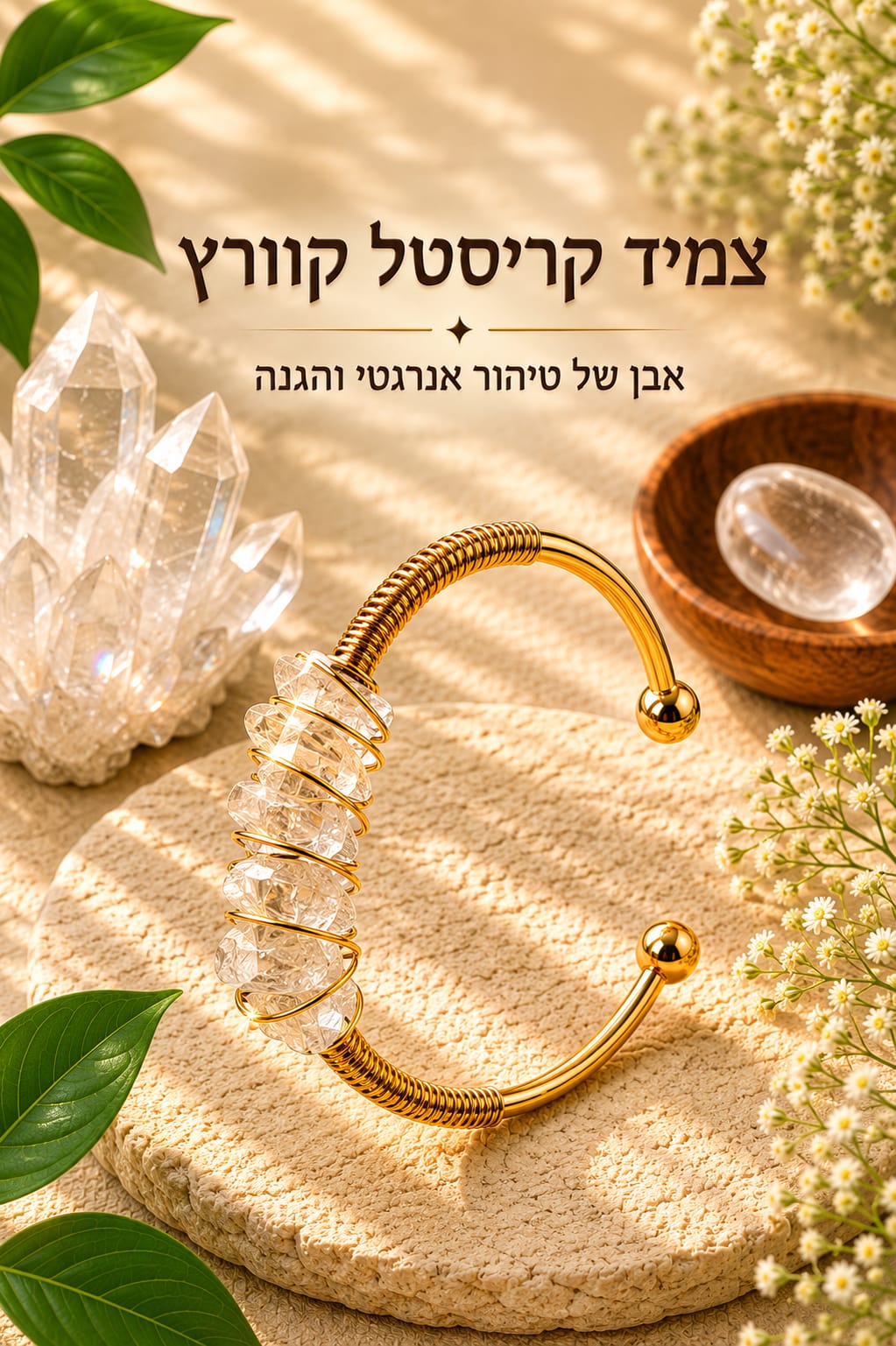 צמיד קריסטל קוורץ צלול — נשמיא