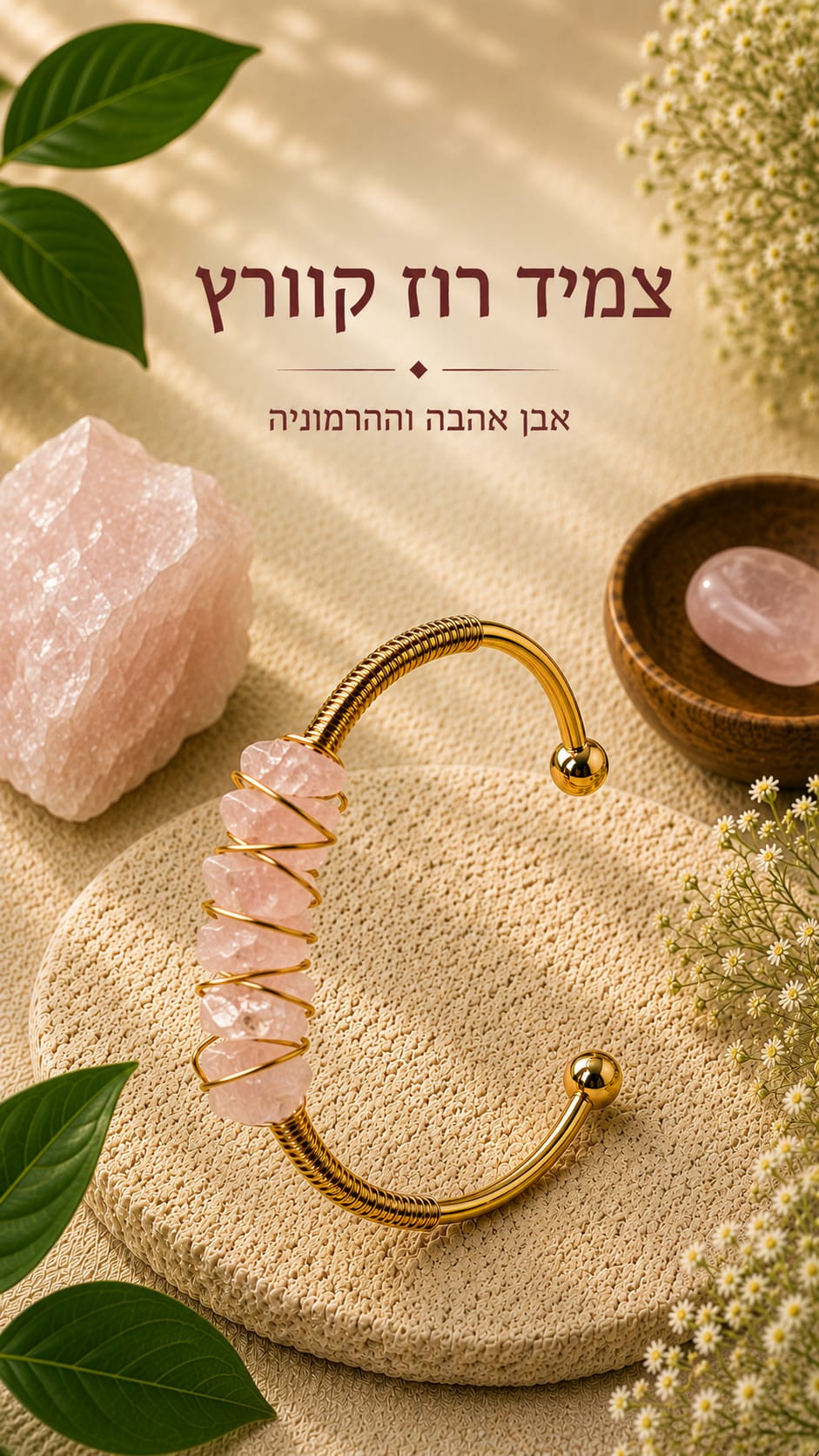 צמיד רוז קוורץ