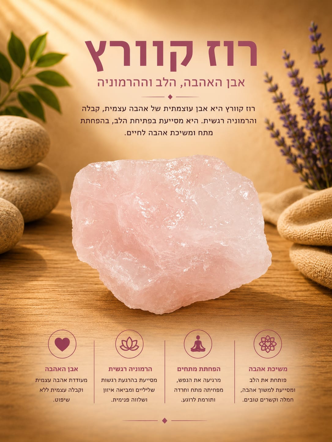 רוז קוורץ גולמי — נשמיא